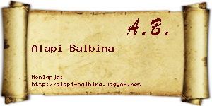 Alapi Balbina névjegykártya